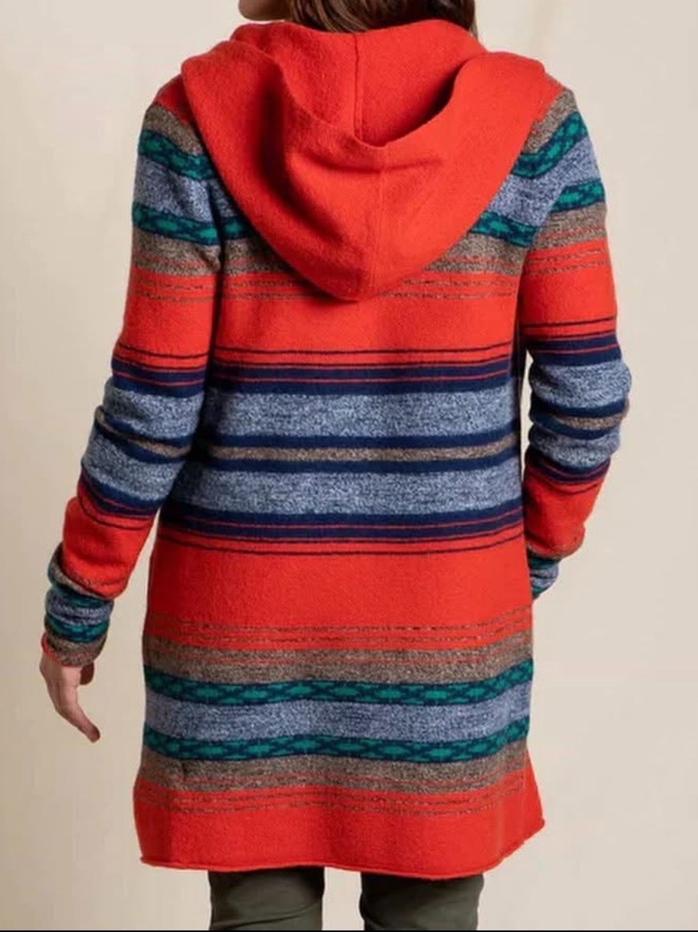 Toad&Co Merino Wool Heartfelt Hoodie cardigan Duster Southwestern Stripe S
